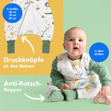 schlummersack Babyslaapzak met voeten, zomer, 1 TOG, slaapzak met benen en verlengde manchetten, slaapzak voor baby's, zomer, lente, met mouwen