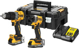 Dewalt 18 volt accucomobpack DCK2050E2T (met 1 x klopboorschroevendraaier DCD805, 1 x ¼ inch slagmoersleutel DCF850, 2 x 18V/1,7 Ah Powerstack-accu's DCBP034, 1x systeemsnellader DCB115, T STAK-Box