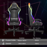 Homall Massage Gaming stoel met led, 150 kg belastbaarheid, ergonomische bureaustoel, RGB-verlichting en lendensteun, gamerstoel met PU-leer en verstelbare hoofdsteun, in hoogte verstelbaar