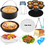 Heteluchtfriteuse, accessoireset, 12 stuks, airfryer, friteuse, accessoireset, airfryer, grote friteuse, bakvorm, geschikt voor de meeste bakaccessoires, BPA-vrij, vaatwasmachinebestendig, anti-haven