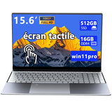 Morostron 15,6 inch laptop touchscreen met hoogwaardige volledig metalen behuizing, 16 GB DDR4 + 512 GB SSD, N95 quad-core processor op 3,4 GHz, 1920 × 1080