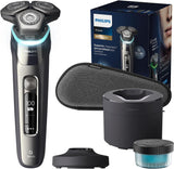 Philips Shaver Series 9000 - Elektrisch scheerapparaat voor nat en droog scheren, Lift and Cut, SkinIQ-technologie, uitklapbare baardtrimmer, reinigingspod, oplaadstandaard en reistas (model S9974/55)