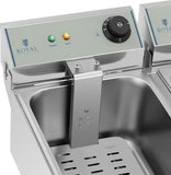 Royal Catering Rcef-10Dy-Eco Industriële professionele friteuse (dubbel met Doc manden, 2 x 10 liter, 2 x 3.200 W, 230 V, thermostaat, roestvrij staal)