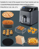 Airfryer XXL accessoires, 5,5 l, vierkant, 15-delige set, heteluchtfriteuse-accessoires, geschikt voor de meeste vierkante heteluchtfriteusesterken zoals Cosori/NinjA/Phillips, 5 l, 5,2 l, 5,5 l, 5,7