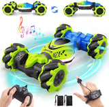 Dysaim RC Stunt Auto Auto Afstandsbediening met Handbediening 2,4 GHz 4WD 360° Rotatie Offroad Drift Car Muziek Verlichting 2 Batterij voor Kinderen 6-12 Jaar Afstandsbediening Auto Offroad