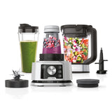 Ninja Foodi Power Nutri Blender 3-in-1, Mix Smoothie Bowls, Dikke Spreads & Bevroren Drankjes, Automatische Programma's, 2,1L Kan, 700ml Beker & 400ml Kom met Power Paddle, 1200W, Zilver, CB350EU