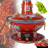 Ingedikte Koperen Houtskool Hete Pot, Koperen Hete Pot In Oude Chinese Fonduepan, Kookgerei, Elektrische Hete Pot, voor, voor Familie, Vrienden, Feestjes,Red-StyleA-30cm