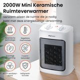 Pro Breeze Keramische Ventilatorkachel 2000W – Elektrische Verwarming met Automatische Oscillatie, Overhittingbescherming en 3 Warmtestanden - Fan Heater - Wit