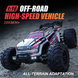 RC Drift Stunt Auto, 2.4G Simulatie 38KM/H Hoge Snelheid Afstandsbediening Drift Auto Volledige Schaal 1:16 4WD Off Road RC Auto met LED-koplampen en Head-up Wheel (rood)