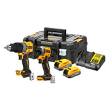 Dewalt 18 volt accucomobpack DCK2050E2T (met 1 x klopboorschroevendraaier DCD805, 1 x ¼ inch slagmoersleutel DCF850, 2 x 18V/1,7 Ah Powerstack-accu's DCBP034, 1x systeemsnellader DCB115, T STAK-Box