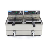 Frituurpan 2x 13 L 2 Manden met Tapkraan - Friteuse - Dubbele Horeca Frituur Pan - RVS - Professioneel - 26 Liter