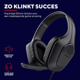 Trust Gaming GXT 415 Zirox Lichtgewicht Gaming Headset met 50mm-drivers voor PC, Xbox, PS4, PS5, Switch, Mobile, 3.5 mm Jack, 2m Kabel, Opklapbare Microfoon, Over-Ear Bedrade Koptelefoon - Zwart