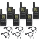 Retevis RB667 Walkie Talkie Mini Groepsoproep, 1600 mAh, PMR446 Oplaadbare Portofoon met Oortjes, USB-C, VOX, Professionele Restaurant Walkie Talkies voor Volwassenen, Hotel (6 Stuks, Zwart)