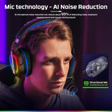 Fachixy「2024 Nieuw」 FC200 Gaming Headset voor PS4/PS5/PC/Xbox/Nintendo Switch, koptelefoon met kabel en RGB licht, Stereo Surround koptelefoon met microfoon, Gamer koptelefoon - BLAUW