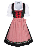 SCARLET DARKNESS Dirndl voor dames, 3-delig: jurk, shirt, schort voor Oktoberfest carnaval