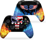 DreamController Americcan Warrior Skull Custom X-box Controller Draadloos compatibel met X-box One/X-box Series X/S Trots aangepast in de VS met permanente HYDRODIP Print (NIET ALLEEN EEN HUID)