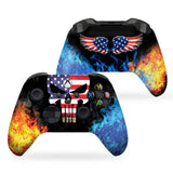 DreamController Americcan Warrior Skull Custom X-box Controller Draadloos compatibel met X-box One/X-box Series X/S Trots aangepast in de VS met permanente HYDRODIP Print (NIET ALLEEN EEN HUID)