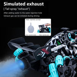 HUIOP Afstandsbediening Spray Car Afstandsbediening Stunt Car 2,4 GHz met functie 360° Rotatie Demonstratie Automatisch Side Drift Dual Control-modus 1/14 Afstandsbediening Spray Stunt Car 3 Batterij,