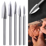 shengbenhao Houtsnijwerk Boren Set voor Roterend Gereedschap, 5 Stks Houtsnijwerk Bits met 1/8" Schacht voor DIY Houtbewerking Graveren Carving Boren Slijpen