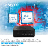 FANPEEC Mini PC Windows 11 Pro, PC i9 11900, 64GB RAM PC, 512GB SSD + 1TB HDD, Mini Computer 4K, Deaktops Dual-Band WiFi, BT4.2, RJ45 Gigabit LAN, 4 x USB3.2 + 4 x USB2.0