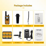 Retevis RB648 Walkie Talkie, IP67 Waterdichte Portofoon met 6-Weg Oplader, 2000mAh Heavy Duty, Dual PTT, Vibratie VOX, Robuuste WalkieTalkies voor Volwassenen, Werkplekken, Industrie (6 Stuks, Geel)