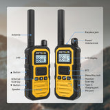 Retevis RB648P Lange Afstand Walkie-Talkie, IP67 Waterdichte 2-Weg Radio, 2000 mAh, Vibratie-SOS, Draagbare Robuuste Radio voor Bouwplaats, Aannemer (Geel, 4 Stuks)