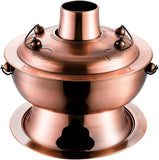 Hete Pot Fornuis, Oude Beijing RVS Hot Pot Houten Houtskool Hot Pot Huishoudelijke Shabu Shabu Pot Buiten Keuken Kookplaat Shabu(Brass,34cm)