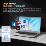 BMAX Laptop 14 inch notebook S14, 8 GB RAM 256 GB SSD Expansion 1TB Notebook Intel N4100 Laptop Win 11 Pro FHD 1920x1080 2.4G/5G WiFi, Mini HDMI, BT4.2, USB 3.0