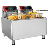 CROSSON Dual Tank 20Lbs Electric Deep Fryer (8L dubbele tank)