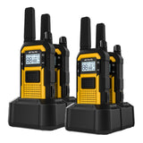 Retevis RB648 Heavy Duty Two Way Radio, Waterdicht Schokbestendig, Robuuste Walkie Talkies, Dual PTT, VOX, PMR446 Handheld Portofoon Oplaadbaar voor Aannemer (4 Stuks, Geel)