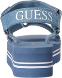 GUESS Avin Wedge sandaal voor dames, Blauw Wit Denim, 38 EU