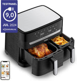 Tefal EY9018 Easy Fry Dual 8.3L XXL heteluchtfriteuse met dubbele lades, complete gezinsmaaltijd, energiebesparing, 7 automatische kookprogramma's, eindeloze recepten, speciale app