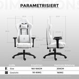 Dowinx Gamingstoel, stof met pocketveringkussen, ergonomische gamingstoel met massagefunctie, pc-bureaustoel, groot en hoog, met voetsteunen, XXL, wit