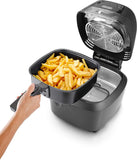 De'Longhi FH2184.BK IDEALFRY Luchtfriteuse, capaciteit 1,25 kg, digitaal bedieningspaneel, 5 vooraf ingestelde programma's, patrijspoort, SHS double-systeem, gemakkelijk braden, afneembare bak 3,9 l,