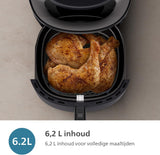 Philips Airfryer 3000-Serie 6.2L - 16-in-1 Airfryer, RapidAir Plus-technologie, Kookvenster, Tot 90% Minder vet*, HomeID App, Snel en eenvoudig schoonmaken, Zwarte behuizing/Zwarte greep (NA330/00)