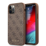 GUESS GUHCP12MG4GFBR hoes voor iPhone 12/12 Pro 6,1" bruin hard case 4G Metal Gold Logo