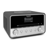 TechniSat DIGITRADIO 586 - DAB+ hybride radio (internetradio, FM, Bluetooth, Spotify, draadloos opladen, app-bediening, OLED, USB, CD, MP3, AUX, 20 W, compact systeem, afstandsbediening) antraciet