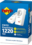 AVM Fritz!Powerline 1220E Set (1,200 MBit/S, 2x Gigabit-LAN Per Adapter, Ideaal Voor NAS-Toepassingen En HD-Streaming, Duitstalige Versie) Wit