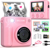 TERRAMUS Instant kindercamera, digitale camera voor kinderen met printpapier, 32G-kaart en 5 fotolijsten, 1080p 2,4 inch scherm, instant camera voor kinderen, videocamera, cadeau voor kinderen van