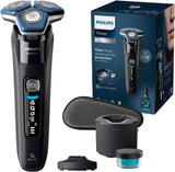 Philips Shaver Series 7000 - Elektrisch Nat & Droog-scheerapparaat met SkinIQ technologie, uitklapbare trimmer, oplaadstandaard, reisetui en een Quick Cleanpod met 1 cartridge (model S7886/55)