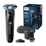 Philips Shaver Series 7000 - Elektrisch Nat & Droog-scheerapparaat met SkinIQ technologie, uitklapbare trimmer, oplaadstandaard, reisetui en een Quick Cleanpod met 1 cartridge (model S7886/55)