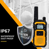 Retevis RB648 Heavy Duty Two Way Radio, Waterdicht Schokbestendig, Robuuste Walkie Talkies, Dual PTT, VOX, PMR446 Handheld Portofoon Oplaadbaar voor Aannemer (4 Stuks, Geel)