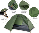 Naturehike Ultralichte tent voor 1 persoon, waterdicht, voor rugzakreizen, kamperen, fietsen, wandelen