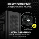 Corsair CC-9011218-WW 7000D AIRFLOW Full-Tower ATX-Computerbehuizing (High-Airflow Voorpaneel, Drie Meegeleverde 140mm-Ventilatoren met PWM-Repeater, Eenvoudig Kabelbeheer, Aanpasbare Zijventilatorsteunen)Extra groot,tZwart,Extra groot