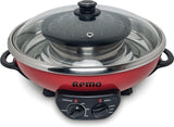 Luxe Remo 2 in 1 - Elektrische fonduepan - Rood - Fonduepan met koreaanse grillplaat - 5,0 liter - Ø 38cm - Koreaanse hotpot - Elektrische fonduepot