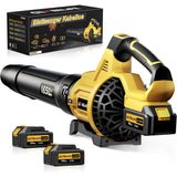 GEVEELIFE Accubladblazer, 20 V, 257 km/u, elektrische bladblazer met 3 versnellingen en 2 x 5,0 Ah accu's, draadloze bladblazer voor tuin, bladeren, stof en sneeuw (inclusief batterij), geel