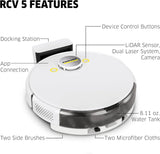 Kärcher RCV 5 robotstofzuiger met dweilfunctie 5000Pa, afstandsbediening via app, LiDar navigatie, dubbele laser en AI, vloermap, obstakelherkenning, 140 minuten looptijd, harde vloeren en tapijten