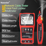 Netwerkkabel tester met 3 externe multimeter VFL, CAT5 CAT6 kabel Toner Ethernet-kabeltester, lengtetest, RJ45-netwerktester voor telefoon, ethernet, video, PoE Ethernet-draadtracer glasvezeltester