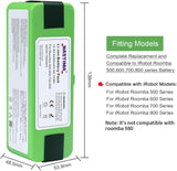 NASTIMA 14.8V 6400mAh Lithium Batterij Long Xlife 1200 Cycli voor iRobot Roomba 500 530 532 535 552 560 570 580 600 610 625 650 660 700 770 780 800 870 880 890