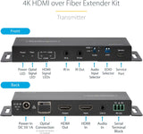 StarTech.com 4K HDMI over Fiber Extender Kit, 4K 60Hz tot 1km (Single Mode) of 300m (Multimode) LC Fiber Optic, HDR, HDCP, 3.5mm Audio/RS232/IR Extender, Transmitter & Receiver Kit (ST121HD20FXA2)